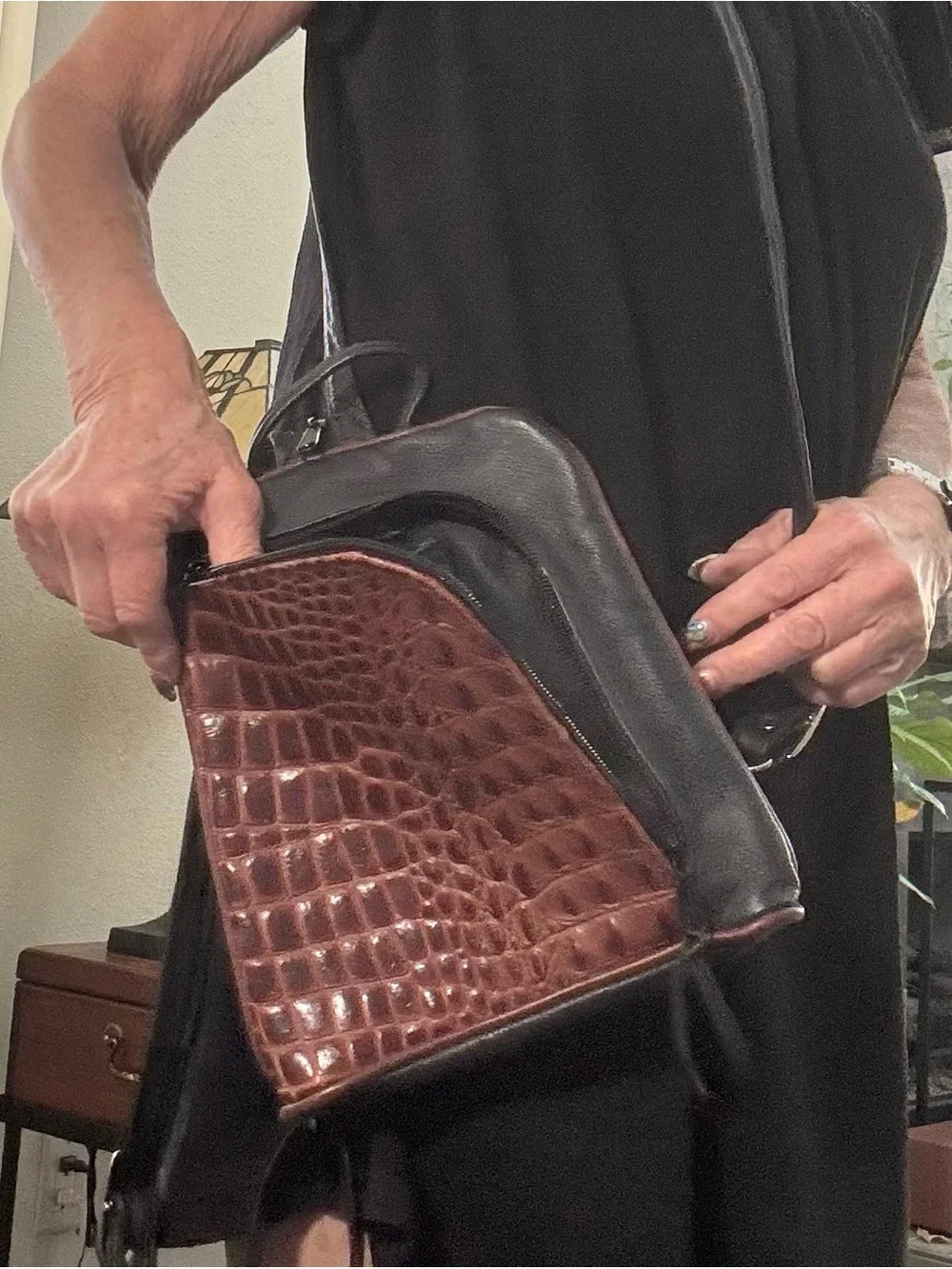 Artisan Lefty Leather CCW Sling/Backpack - Brahmin Croc Detail - Heavy Duty NEW